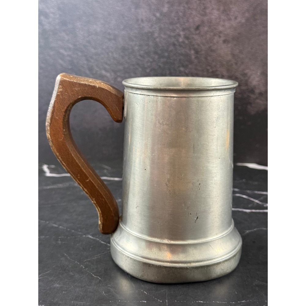 VTG International Pewter Stein Tankard Wooden Handle 5 1/4in